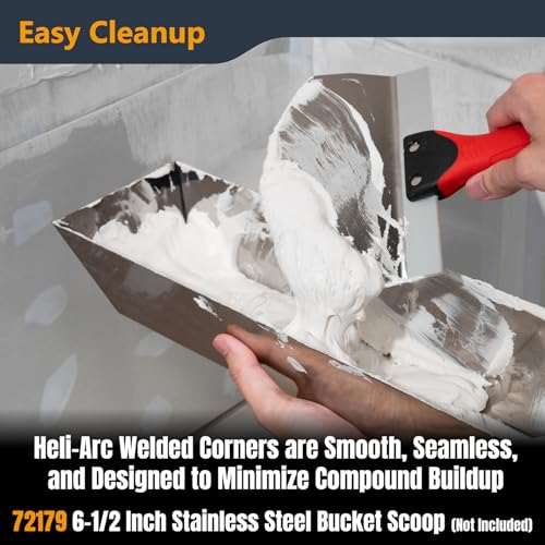 POWERTEC 14" Stainless Steel Mud Pan, Drywall Tapping Repair Tool, Compound Holder (72205)