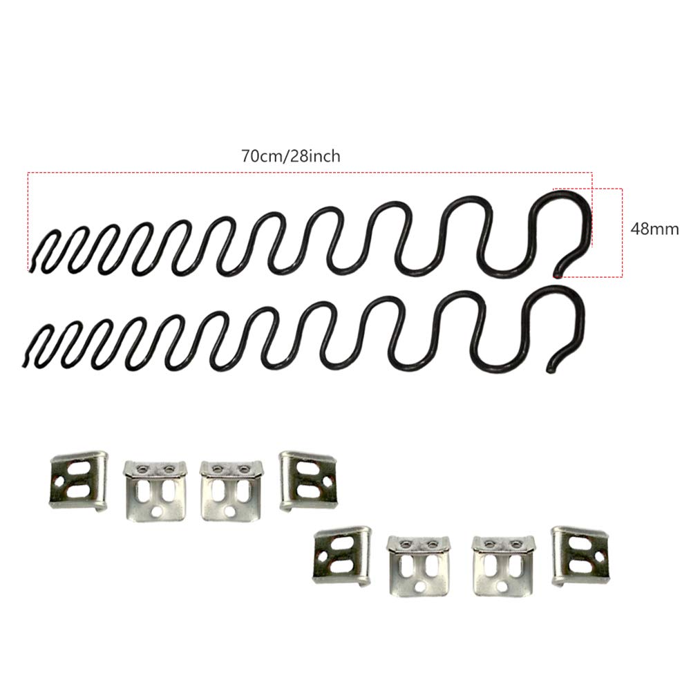 Carkio Sofa replacement Springs,2 PCS 28" Spring with 8 PCS S Clips,4.0 Wire Diameter Sofa Spring Repair Kit Compatible with Seating In Furniture Interior Decoration, Automotive, or Other Applications
