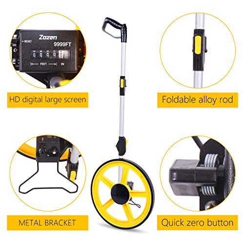 Zozen Distance Measuring Wheel, Imperial, Double Folding Portable Roller