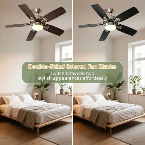 UPSEED 10 Pcs 52 Inch Ceiling Fan Replacement Blades, Sturdy Wood Blades, Black&Black Walnut, Pre-Drilled Holes, Indoor/Outdoor Use, Universal Fan Blades, Easy Installation