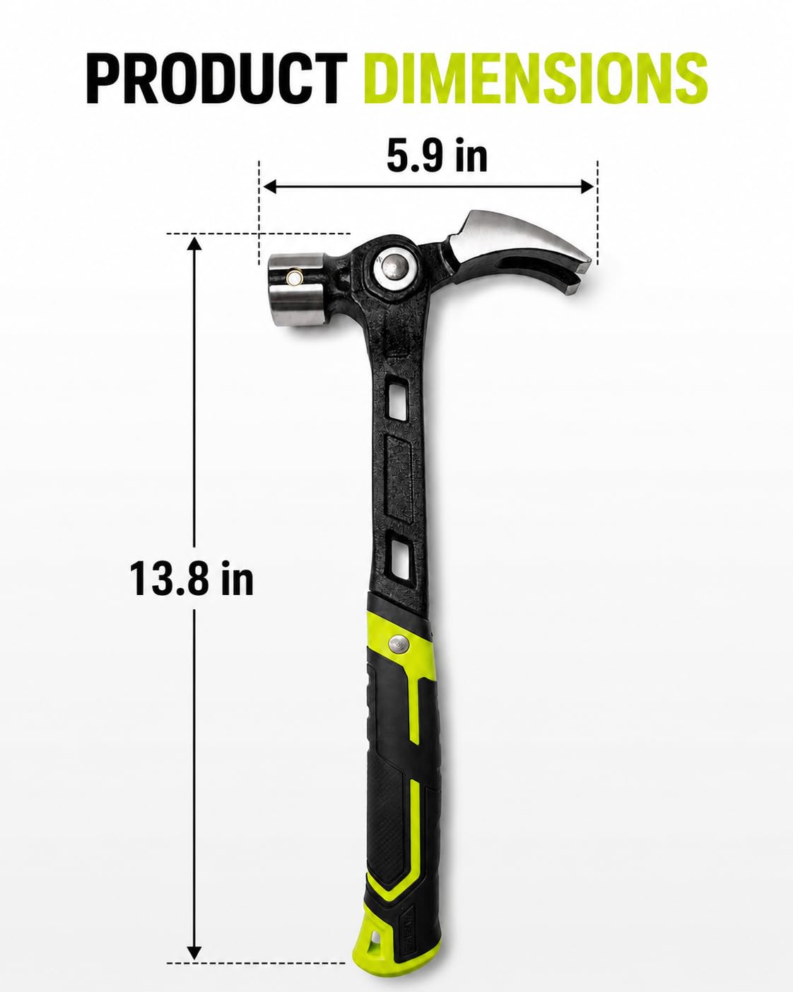 Adjustable Claw Hammer with 4-Position Nail Puller and Magnetic Starter