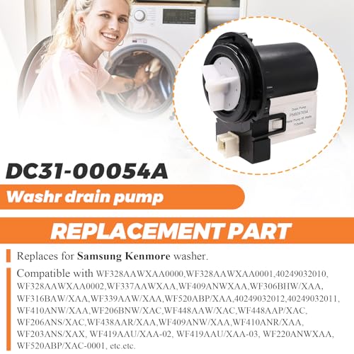【2026 UPGRADED】DC31-00054A Washer Drain Pump Water Motor Assembly (85 Watts 110 Volts) by Beaquicy - Replacement for Ken-more Sam-sung Washing machine - Replaces DC31-00016A AP4202690 62902090