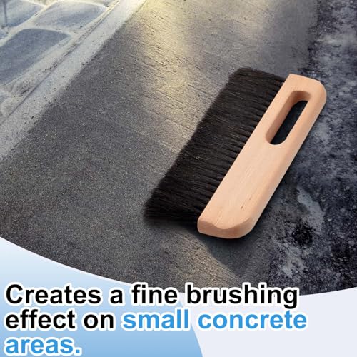 Singhoow 2 Pcs Concrete Brush Horsehair Bristles 12 Inch Length Masonry Brush Wood Backed Concrete Broom for Masonry and Mortar Work Black Horsehair Fibers