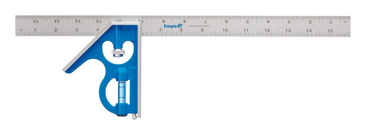 Empire Level E280 16-Inch Heavy Duty Professional Combination Square w/Etched Stainless Steel Blade and True BlueR Vial