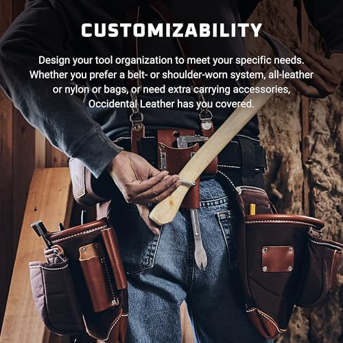 Occidental Leather 3" Leather & Nylon Tool Belt - Medium - 3” Wide Padded with Steel Roller Buckle - Made in USA