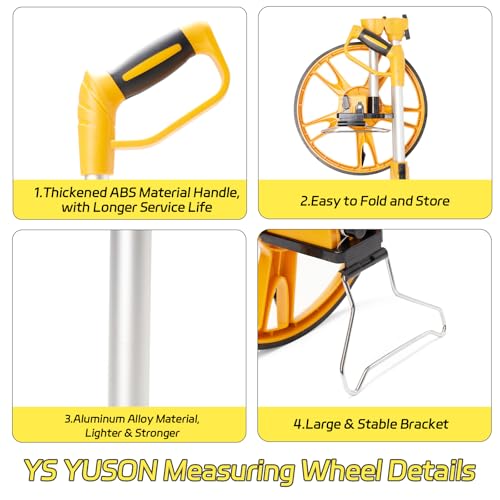 YS YUSON 12 Inch Rolling Measuring Wheel in Feet, Digital Measuring Wheel for Construction, Outdoor, Wheel Measurement Roller with Tape Measure and Canvas Carrying Bag, One Key to Reset, Up to 9999Ft