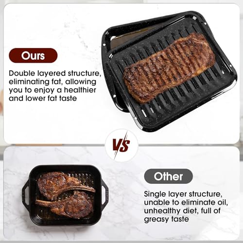 VANKUTL Broiler Pan for Oven – 16.75"×13" Non-Stic