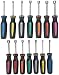 14 Piece SAE and Metric Professional Automotive Nut Driver Set Color Coded Nonslip TPR Hand Grips and 3-inch Hollow Shaft
