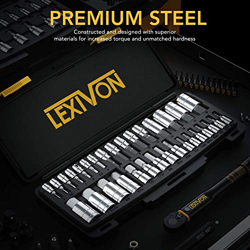 LEXIVON Master HEX Bit Socket Set, Premium S2 Alloy Steel, Complete 32-Piece, SAE and Metric Set, Enhanced Storage Case (LX-144)