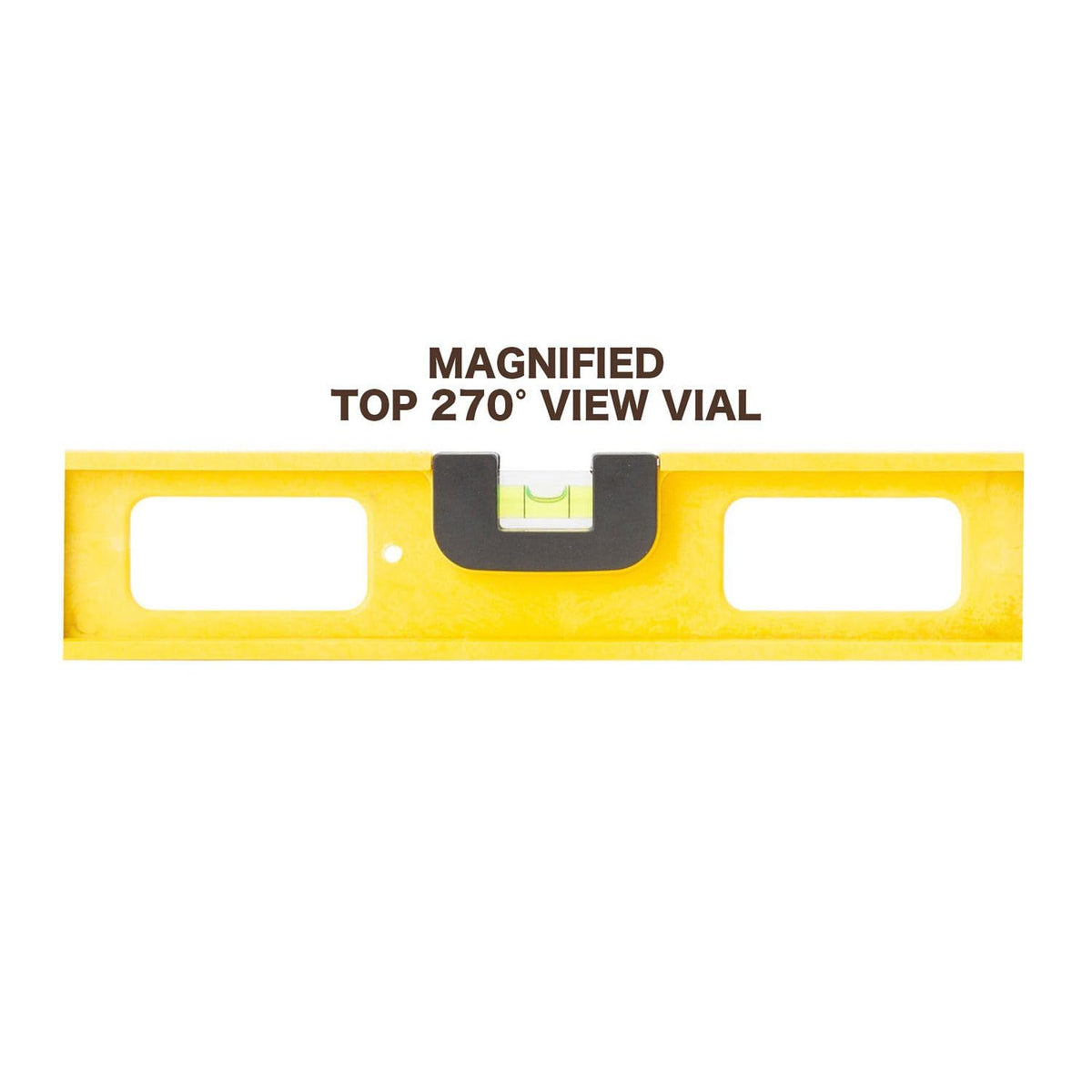 Mayes 10140 Top View Magnetic Level, 24 Inch Level Made in USA, 3 Vials with 270° Center View, Ruled Edge for Accurate Measurements, V-Groove for Curved Surfaces