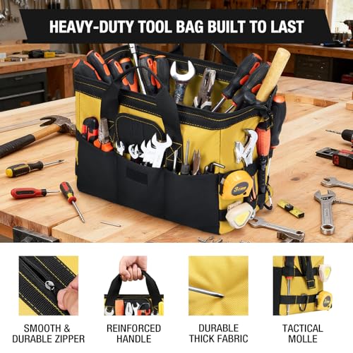 HISEA 3 Pack Heavy Duty Tool Bag, 16-Inch Waterproof Tools Organizer Tote