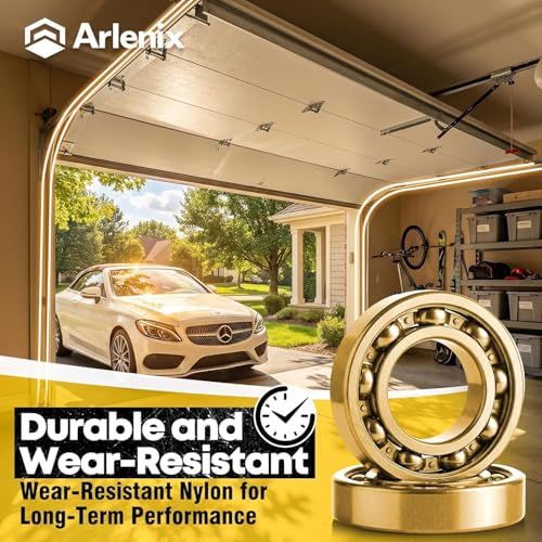 Arlenix 12 Pack Garage Door Rollers Replacement, 2” Nylon Garage Rollers with 6200-zz Dual Sealed Bearings, Quiet & Smooth Operation, Heavy-Duty 4” Steel Stem for Standard Residential Garage Doors
