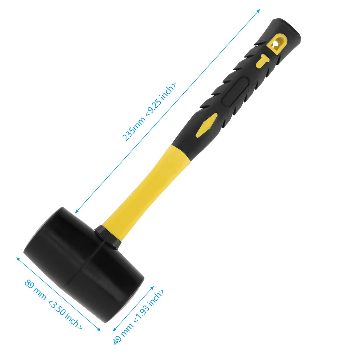 3 PCS 16 OZ Black Rubber Mallet Hammer, Rubber Mallet with Non Slip Handle for Camping, Woodworking and Flooring