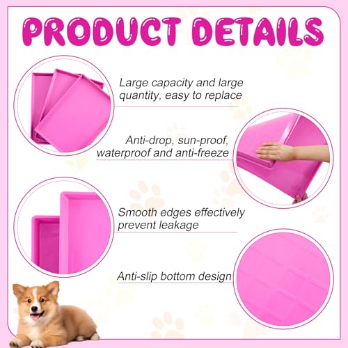 Maxdot 3 Pack Hot Pink Dog Crate Replacement Trays for 24 Inch Kennels, PVC