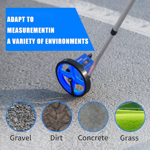 Zozen 6-Inch Measuring Wheel in Feet and Inches, Telescopic Handle, Blue