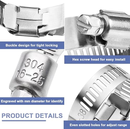 Hose Clamp Assortment- Vesmikit 180 PCS Stainless Steel Hose Clamps Kit