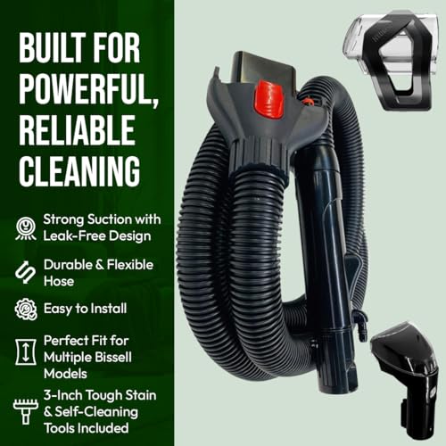 Replacement 8-Foot Hose Assembly with 3" Tough Stain Brush & Self-Cleaning Tools for Bissell Carpet Cleaners TurboClean, ProHeat 2x Revolution Pet, and HydroSteam, Bissell Carpet Cleaner Parts