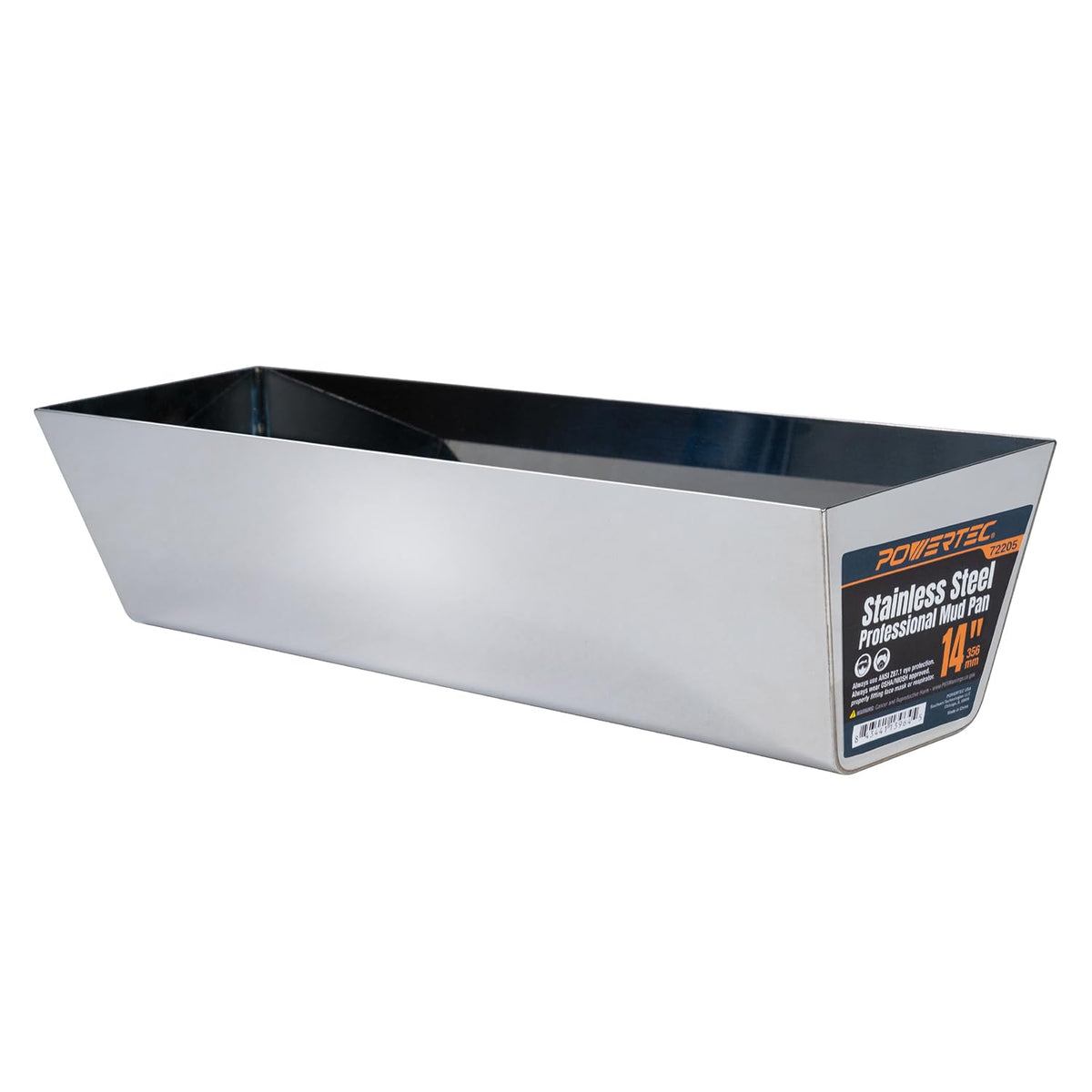 POWERTEC 14" Stainless Steel Mud Pan, Drywall Tapping Repair Tool, Compound Holder (72205)