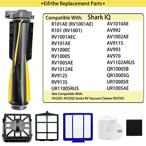 Replacement Parts for Shark IQ RV1001AE, Shark AV911S EZ, AV1010AE RV1000 RV1001 AV970 AV993 AV1002AE UR1000SR UR1005AE Robot Vacuum Cleaner Accessories Kit,Main Brush,Filters,Side Brushes,Pre Filter