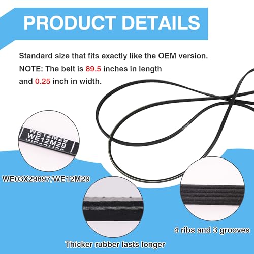 WE12M29 WE03X29897 Dryer Belt (89.5in) fits for Wh
