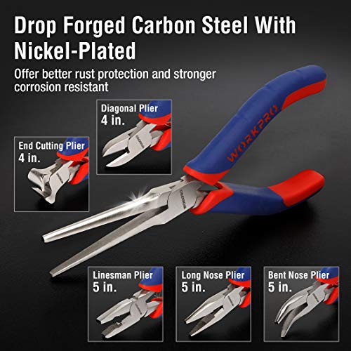 WORKPRO 6-piece Mini Pliers Set with Pouch, Small Pliers Tool Kit