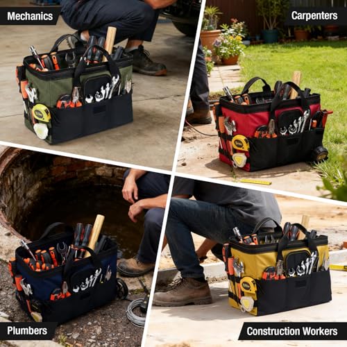 HISEA 3 Pack Heavy Duty Tool Bag, 16-Inch Waterproof Tools Organizer Tote