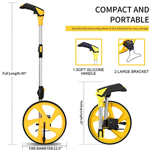 Zozen Measuring Wheel in Feet and Inches, Double Collapsible, Mechanical