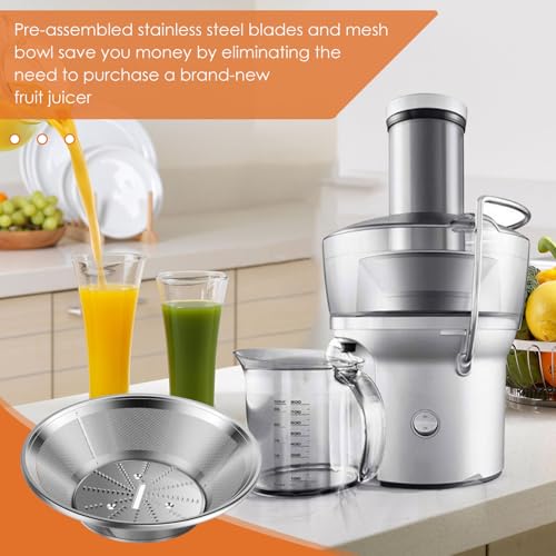 BR-1 Juicer Mesh Filter Basket （No Base）Compatible with Breville Juice Models JE95XL, JE98XL, BJE200XL, BJE510XL, With Mesh Strainer Bowl, Blade, Screws & Wrench,Easy to Replace