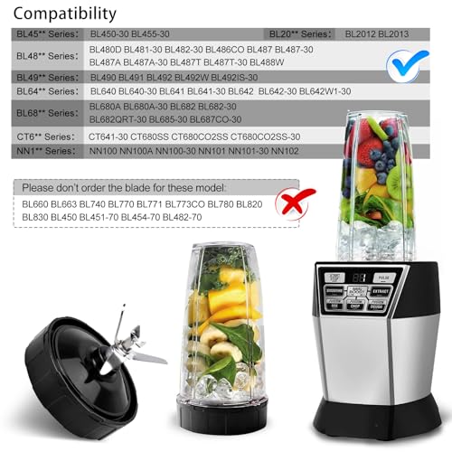 7 Fins Blender Blade Replacement Parts 2pcs Compatible with Ninja Blender Top Lid Accessories for Ninja Auto iQ BL682-30 BL642-30 BL450-30 BL482-30 BL687CO-30 ect.