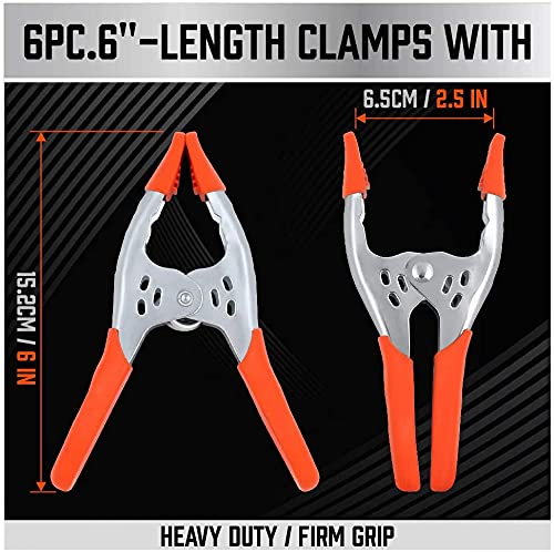 27-Piece 6-Inch Heavy Duty Spring Clamp Set, Large Metal Spring Clamps with 2.5-Inch Jaw Opening for Woodworking, Backdrops, Pool Covers, Photography & DIY Projects