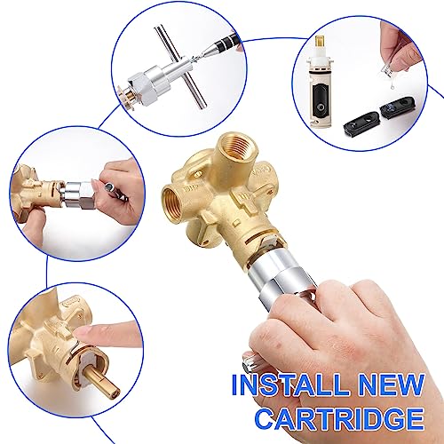 Qunclay 6 Pack Handle Faucets Tub Bathtub Shower Cartridge Replacement Tool Brass and Plastic Shower Part Compatible with Moen 1222 Replacement Cartridge Kit