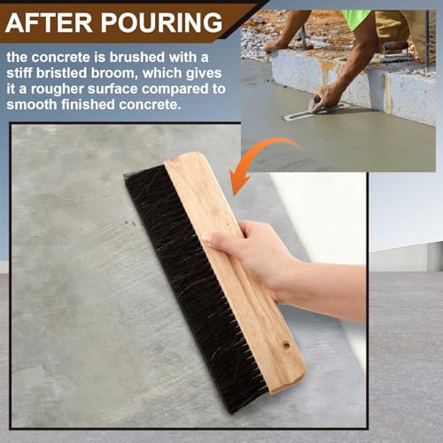 Singhoow 2 Pcs Concrete Broom 12" Masonry Brush, Wood Backed & Horsehair