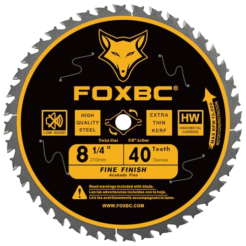 FOXBC 8-1/4 Inch Table Saw Blade 40 Tooth, Replacement for Freud Diablo D0840, DeWalt DWA181440 Finishing Circular Saw Blade, DeWalt Table Saw with 5/8" Arbor, Diamond Knockout