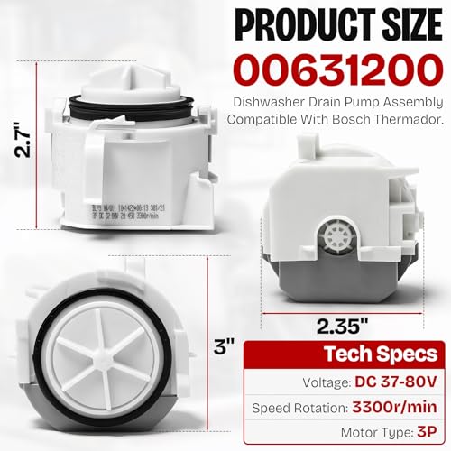 00631200 Dishwasher Drain Pump Replacement for Bos