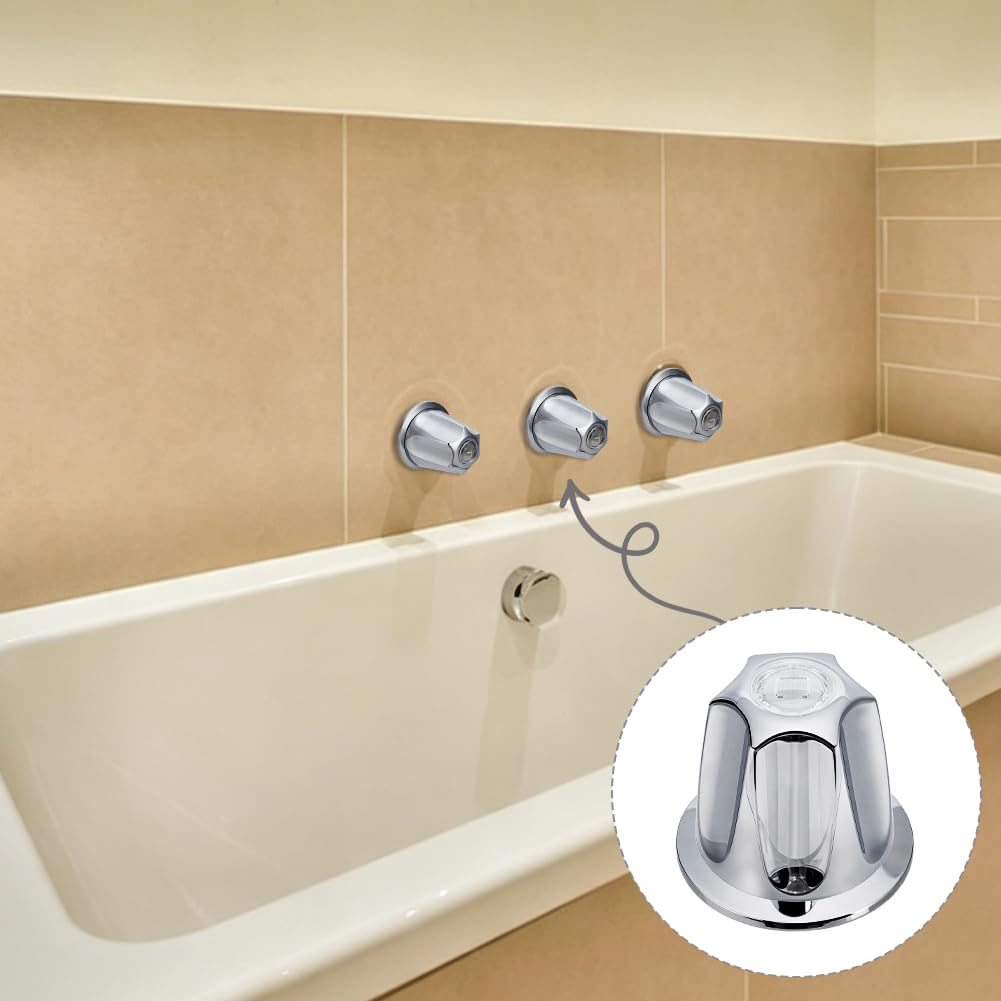 AHANDMAKER 3Pcs Bathtub Shower Knobs Replacement, Universal Faucet Control Handle Hot Cold & Diverter Handle Set Metal Tub Knob Replacements for Easy Bathroom Remodel