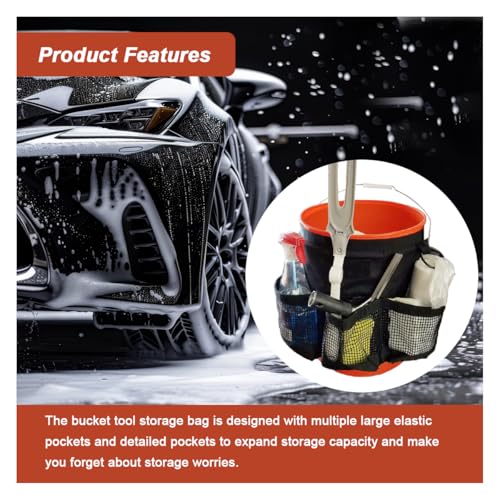 UHANBUT 5 Gallon Bucket Tool Organizer Bag with Mesh Storage Pockets