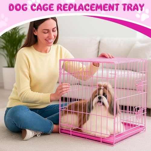 Maxdot 3 Pack Hot Pink Dog Crate Replacement Trays for 24 Inch Kennels, PVC