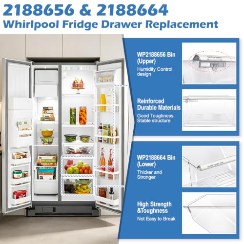 UPGRADED 2188656 Upper Refrigerator Crisper Bin & 