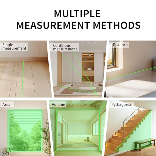 Laser Distance Measure Backlit LCD with Bubble Levels Enhanced-Bright 393FT