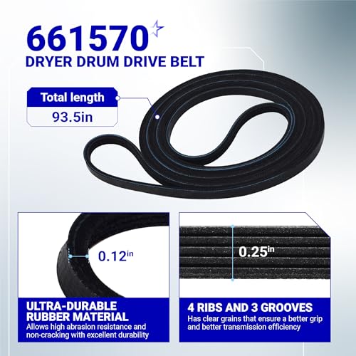 661570V 661570 & 279640 & W10837240 Dryer Drum Bel