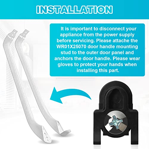 WR01X39781 Refrigerator Door Handle Fastener & for Fits GE Refrigerator Freezer Handle Replacement Parts Compatible Model AP7175647 WR01X25070（2 Pcs） (Black)