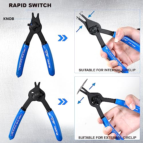 SMOTIVEPRO 12PCS Convertible Internal & External Snap Ring Pliers Set