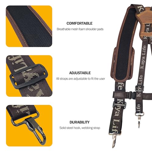 HW GLOBAL Tool Belt Suspenders for Men with Phone Pouch and Belt Loops