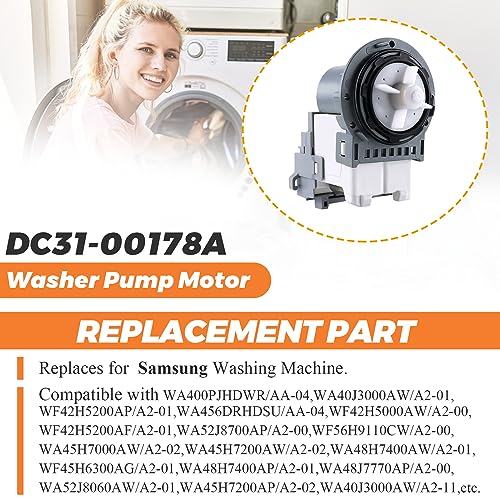 OEM DC31-00178A PX3516-01 Washer Drain Pump Upgrade Fit for SAMSUNG Washer, Replaces DC31-00187A DC97-19289F DC31-00178D B35-3a DC97-20621A PX3516-01, 5 YEARS WARRANTY by Beaquicy