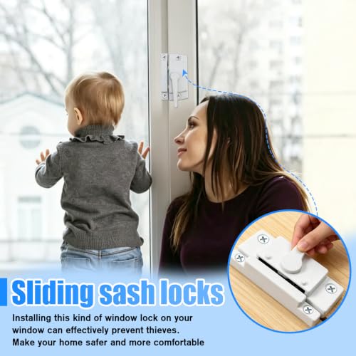 6 Pack Window Lock, Window Latches Replacement, Window Locks for up and Down Windows, Replacement Window Locks for Vertical and Horizontal Sliding Windows