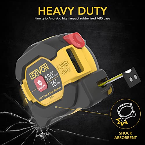 LEXIVON 2 in 1 Digital Laser Tape Measure, 130ft/40m Laser Distance Meter Display On Backlit LCD Screen with 16ft/5m AutoLock Measuring Tape, Ft/Inch/Fractions/M/mm(LX-201)