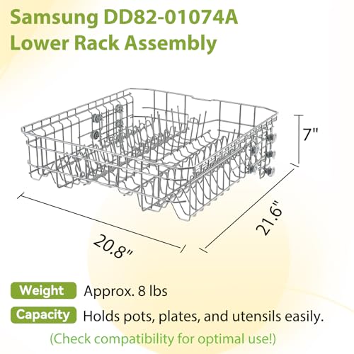 【𝟮𝟬𝟮𝟲 𝙐𝙥𝙜𝙧𝙖𝙙𝙚𝙙】DD82-01074A Middle DishRack (20.6″D*22.4″W) Assembly Dishwasher Replacement - Fit For Samsung Dishwasher Parts DW80R5061,DW80R5060,DW80K7050UG,DW80K5050US Series