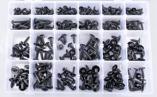 OAUTOO 270pcs Automotive Body Screw Phillips Head Self Tapping Screw Washer Head Screws Assortment Kit #8#10#12#14