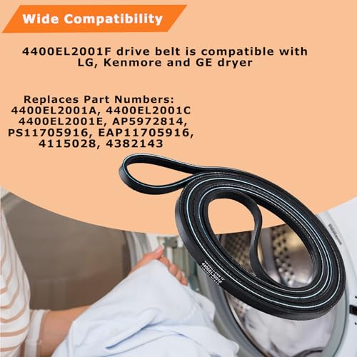 (𝟐𝟎𝟐𝟔 𝐍𝐄𝐖)4400EL2001F Dryer Drum Belt Compatible With Kenmore GE LG Dryer Replacement Part 4400EL2001A 4400EL2001C 4400EL2001E AP5972814 PS11705916 EAP11705916