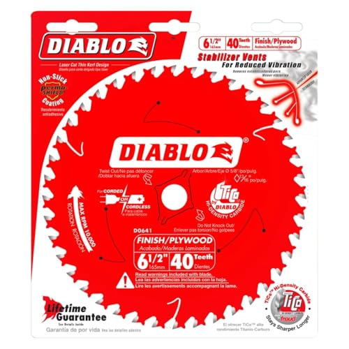 Diablo Finish Trim Saw Blade - 6-1/2" Dia, 40-Teeth, 5/8" Arbor